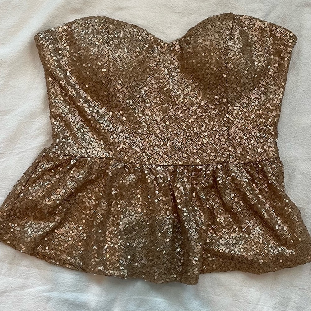 Gold sequin peplum top